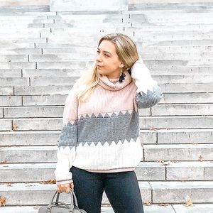 Pink Lily Boutique Color Block Turtleneck Sweater